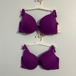Auden Everyday Lightly Lined Demi Coverage Underwire Bra Purple bundle of 2 38C